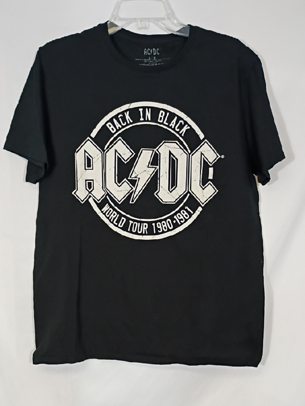 AC/DC Men’s Medium T-Shirt Back In Black World Tour 1980-1981 Graphic Tee Sz Lg